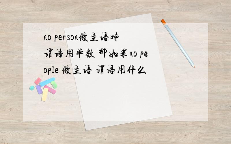 no person做主语时 谓语用单数 那如果no people 做主语 谓语用什么