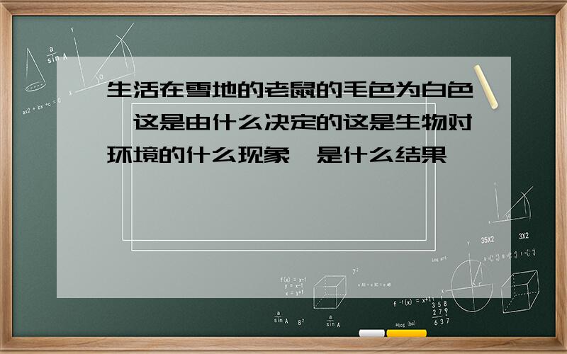 生活在雪地的老鼠的毛色为白色,这是由什么决定的这是生物对环境的什么现象,是什么结果