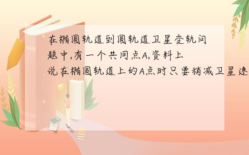 在椭圆轨道到圆轨道卫星变轨问题中,有一个共同点A,资料上说在椭圆轨道上的A点时只要稍减卫星速度就能进入圆轨道所以椭圆轨道上Va>圆轨道上Va,为什么是减速?