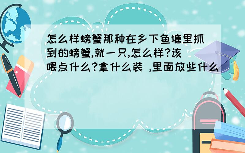 怎么样螃蟹那种在乡下鱼塘里抓到的螃蟹,就一只,怎么样?该喂点什么?拿什么装 ,里面放些什么