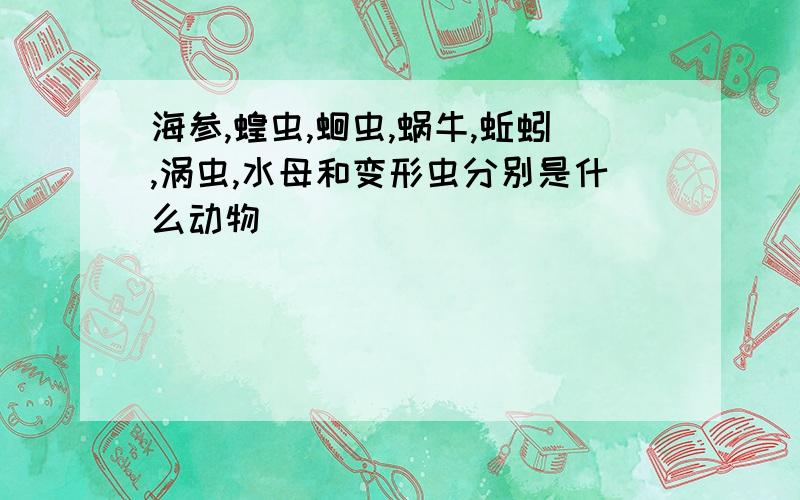 海参,蝗虫,蛔虫,蜗牛,蚯蚓,涡虫,水母和变形虫分别是什么动物