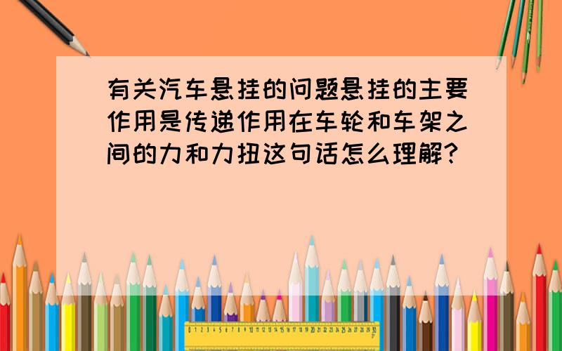 有关汽车悬挂的问题悬挂的主要作用是传递作用在车轮和车架之间的力和力扭这句话怎么理解?