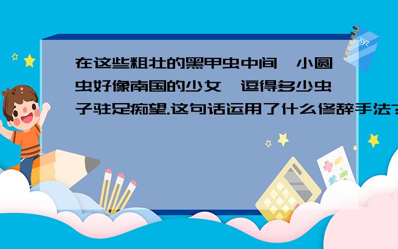 在这些粗壮的黑甲虫中间,小圆虫好像南国的少女,逗得多少虫子驻足痴望.这句话运用了什么修辞手法?急