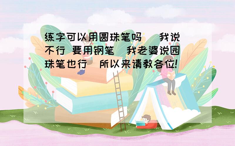 练字可以用圆珠笔吗   我说不行 要用钢笔  我老婆说园珠笔也行  所以来请教各位!