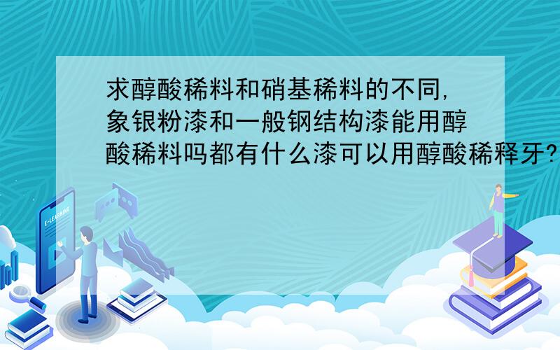 求醇酸稀料和硝基稀料的不同,象银粉漆和一般钢结构漆能用醇酸稀料吗都有什么漆可以用醇酸稀释牙?