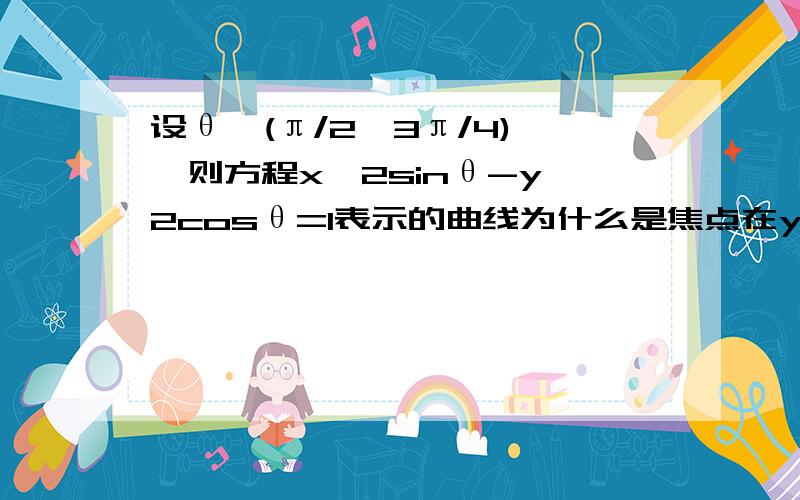 设θ∈(π/2,3π/4) ,则方程x^2sinθ-y^2cosθ=1表示的曲线为什么是焦点在y轴上的椭圆啊