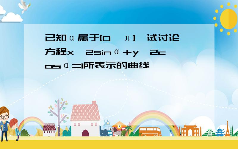 已知α属于[0,π],试讨论方程x^2sinα+y^2cosα=1所表示的曲线