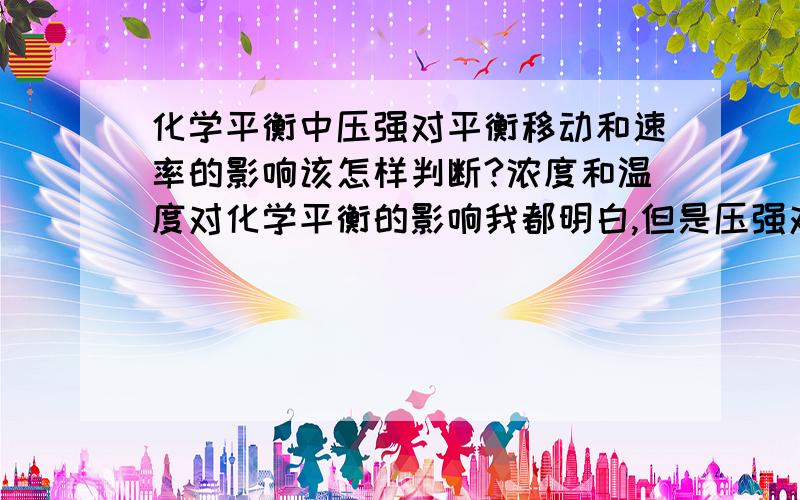 化学平衡中压强对平衡移动和速率的影响该怎样判断?浓度和温度对化学平衡的影响我都明白,但是压强对其影响一直不太懂?希望能列举几个例子.