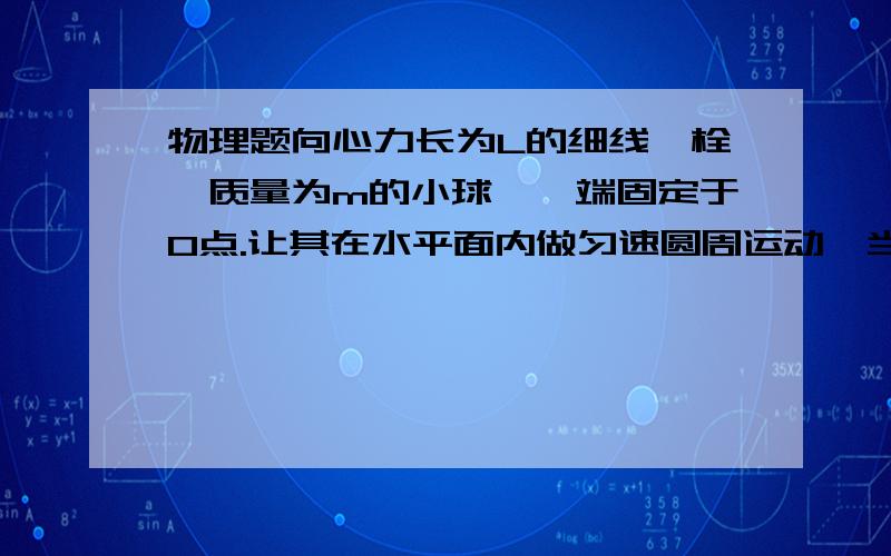 物理题向心力长为L的细线,栓一质量为m的小球,一端固定于O点.让其在水平面内做匀速圆周运动,当摆线L与竖直方向的夹角是α时 求（1）线的拉力F （2）小球运动的线速度大小 （3）小球运动