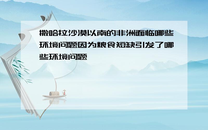 撒哈拉沙漠以南的非洲面临哪些环境问题因为粮食短缺引发了哪些环境问题