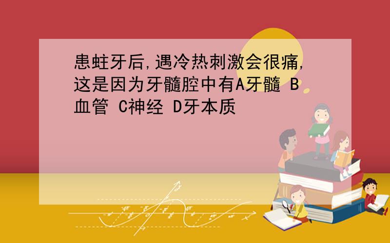 患蛀牙后,遇冷热刺激会很痛,这是因为牙髓腔中有A牙髓 B血管 C神经 D牙本质