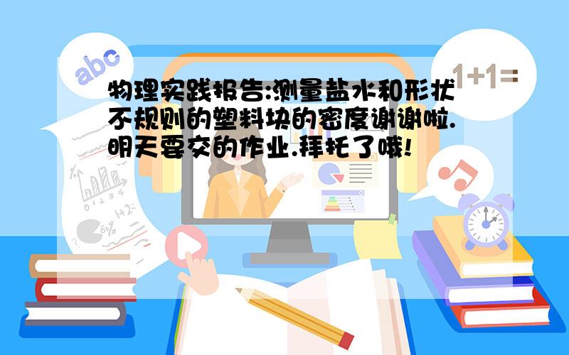 物理实践报告:测量盐水和形状不规则的塑料块的密度谢谢啦.明天要交的作业.拜托了哦!