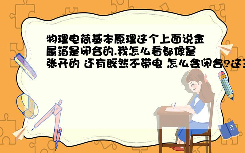 物理电荷基本原理这个上面说金属箔是闭合的.我怎么看都像是张开的 还有既然不带电 怎么会闭合?这三问的答案都是什么 原因?别复制那一些乱七八糟的