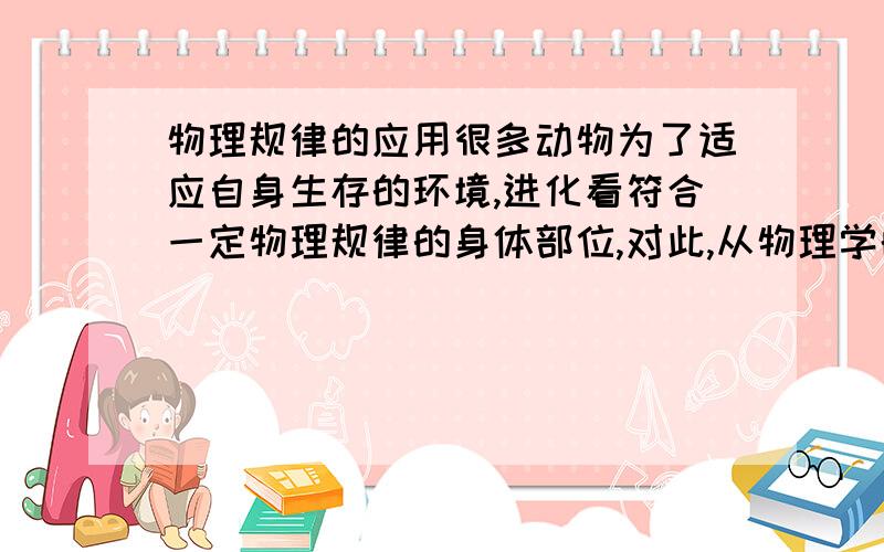 物理规律的应用很多动物为了适应自身生存的环境,进化看符合一定物理规律的身体部位,对此,从物理学的角度给出的解释错误的是（ ）A:骆驼的脚掌很大,可以减小压强,从而使其在沙漠中行