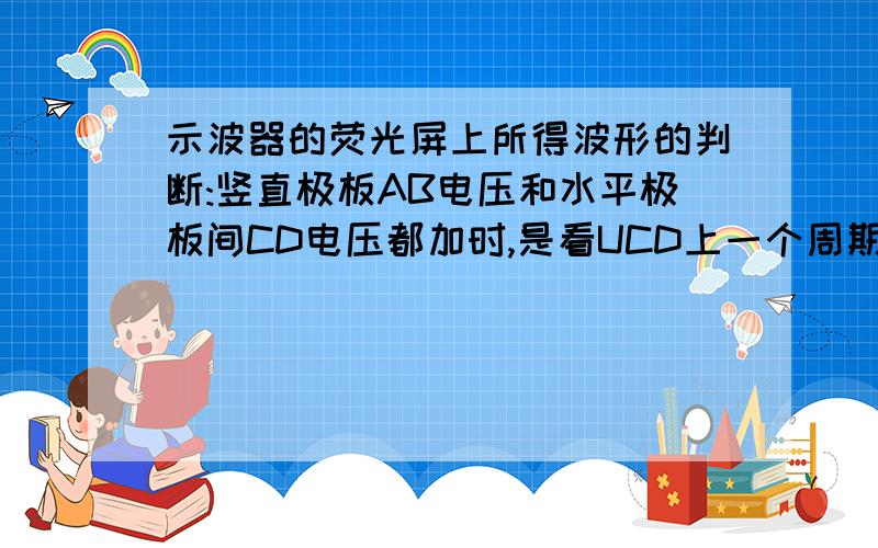 示波器的荧光屏上所得波形的判断:竖直极板AB电压和水平极板间CD电压都加时,是看UCD上一个周期对应UAB上的图案,再看是扫描电压斜上则显示从左到右的图案,斜下显示从右到左的图案么?还有