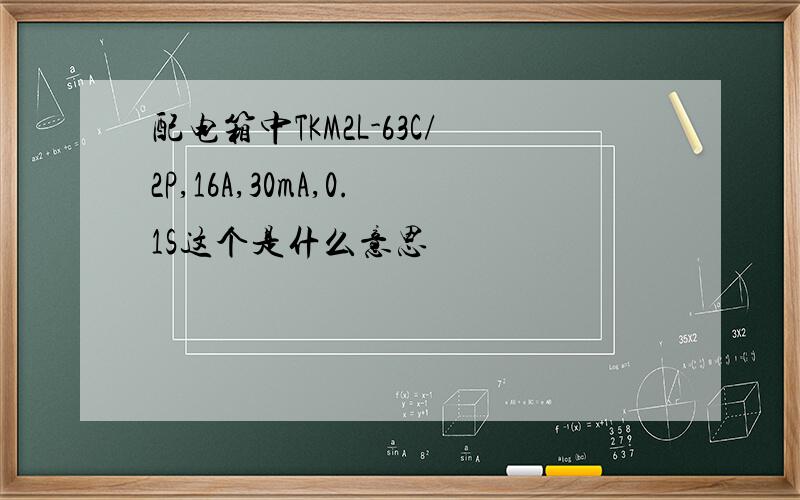 配电箱中TKM2L-63C/2P,16A,30mA,0.1S这个是什么意思