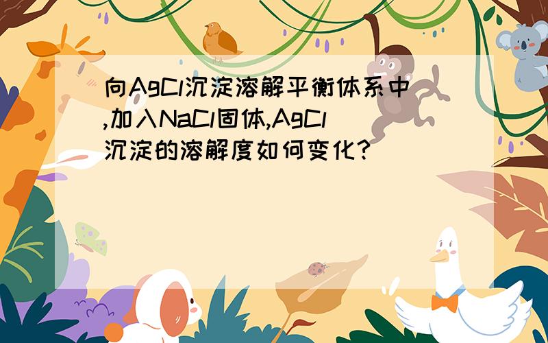 向AgCl沉淀溶解平衡体系中,加入NaCl固体,AgCl沉淀的溶解度如何变化?