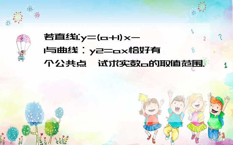 若直线l:y=(a+1)x-1与曲线：y2=ax恰好有一个公共点,试求实数a的取值范围.