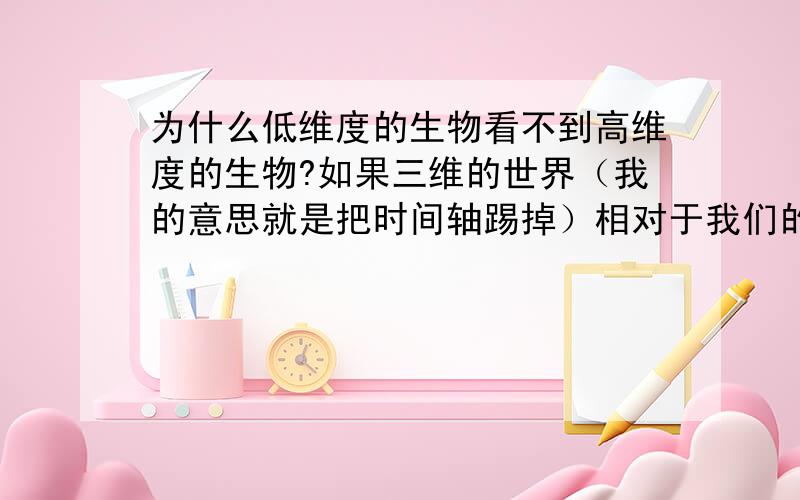 为什么低维度的生物看不到高维度的生物?如果三维的世界（我的意思就是把时间轴踢掉）相对于我们的四维世界来说,就好比一个点相对于一条直线,那么就是,高维度世界的信息量是比它低一