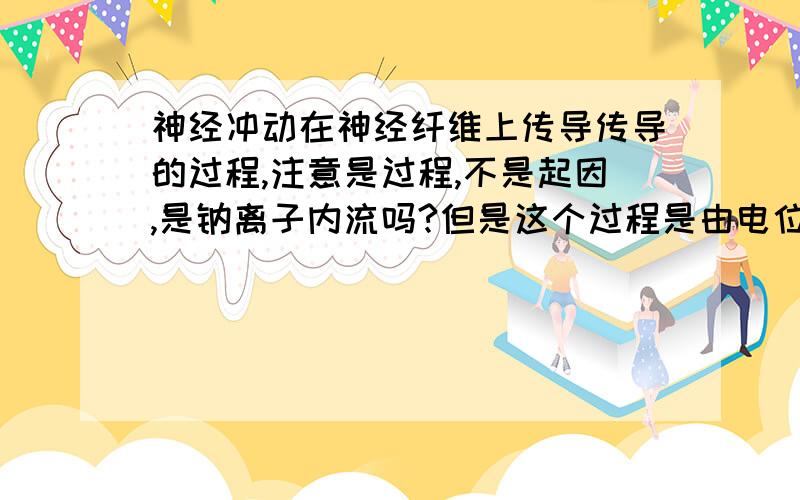 神经冲动在神经纤维上传导传导的过程,注意是过程,不是起因,是钠离子内流吗?但是这个过程是由电位差引起的，你说的是刺激神经纤维的结果