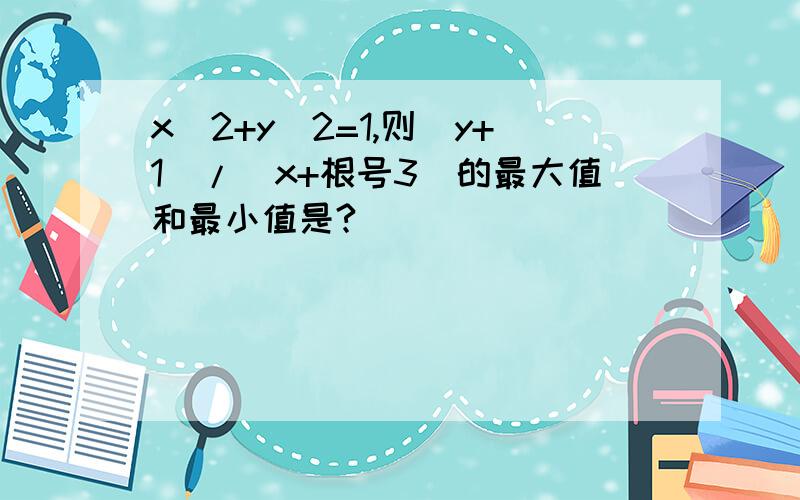 x^2+y^2=1,则（y+1）/（x+根号3）的最大值和最小值是?