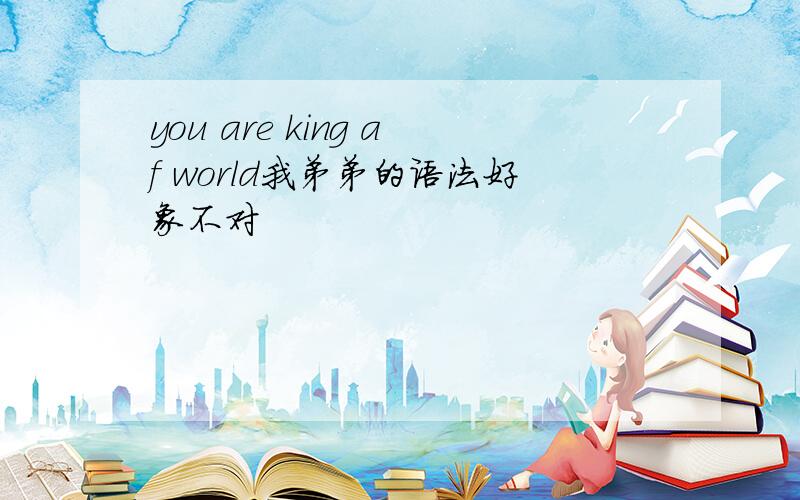 you are king af world我弟弟的语法好象不对