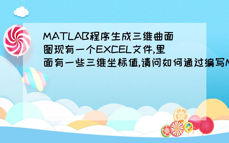 MATLAB程序生成三维曲面图现有一个EXCEL文件,里面有一些三维坐标值,请问如何通过编写MATLAB程序,自动读取里面的坐标值并转换成三维曲面图.例：X,Y是40*50的矩阵,其中的值是Z值,现要能自动读