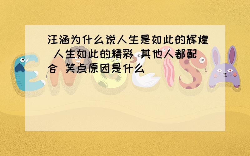 汪涵为什么说人生是如此的辉煌 人生如此的精彩 其他人都配合 笑点原因是什么