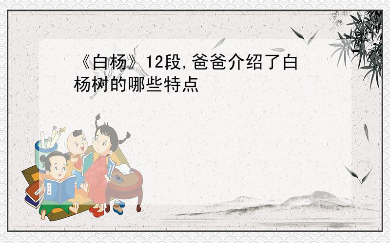 《白杨》12段,爸爸介绍了白杨树的哪些特点