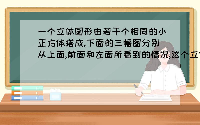 一个立体图形由若干个相同的小正方体搭成.下面的三幅图分别从上面,前面和左面所看到的情况,这个立体图形中所包含的小正方体最多有多少个?最少有多少个?