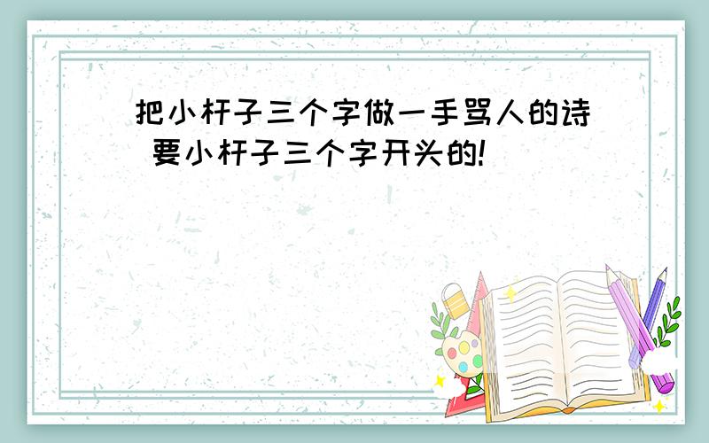 把小杆子三个字做一手骂人的诗 要小杆子三个字开头的!