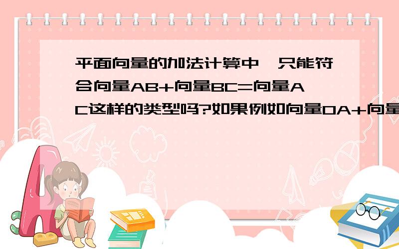 平面向量的加法计算中,只能符合向量AB+向量BC=向量AC这样的类型吗?如果例如向量OA+向量OD可以计算吗？可以的话写一下