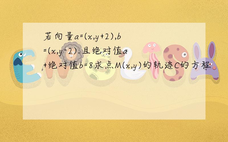 若向量a=(x,y+2),b=(x,y-2).且绝对值a+绝对值b=8求点M(x,y)的轨迹C的方程