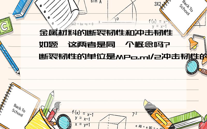 金属材料的断裂韧性和冲击韧性如题,这两者是同一个概念吗?断裂韧性的单位是MPa.m1/2冲击韧性的单位是Kgm/cm2