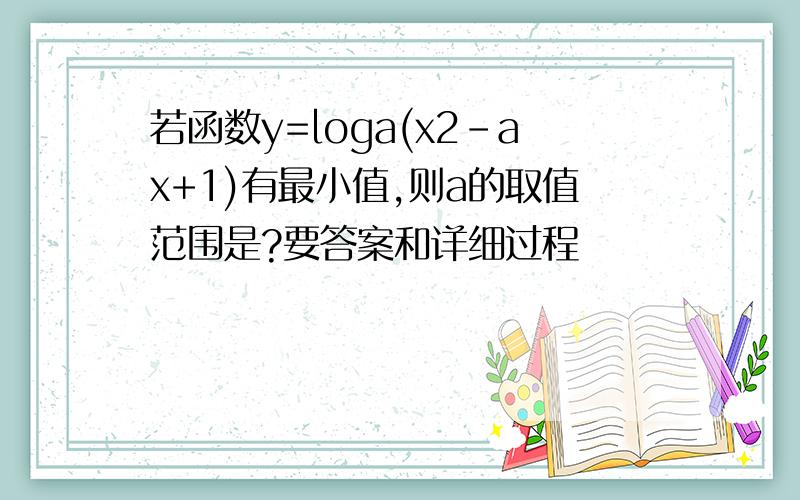 若函数y=loga(x2-ax+1)有最小值,则a的取值范围是?要答案和详细过程