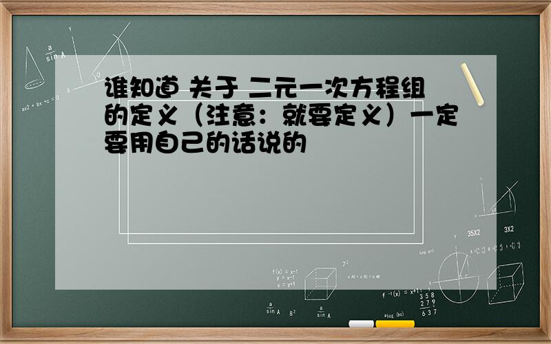 谁知道 关于 二元一次方程组的定义（注意：就要定义）一定要用自己的话说的