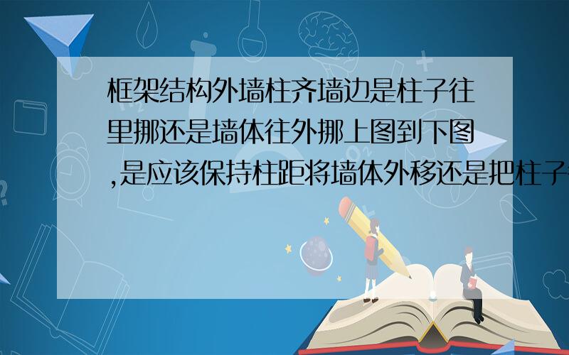 框架结构外墙柱齐墙边是柱子往里挪还是墙体往外挪上图到下图,是应该保持柱距将墙体外移还是把柱子往里挪?