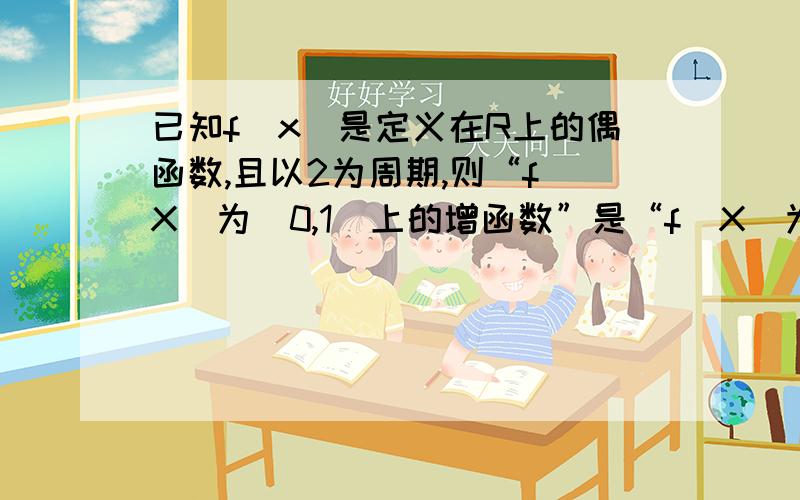 已知f(x)是定义在R上的偶函数,且以2为周期,则“f(X)为[0,1]上的增函数”是“f(X)为【3,4】上的减函数”的什么条件（充分必要那些）