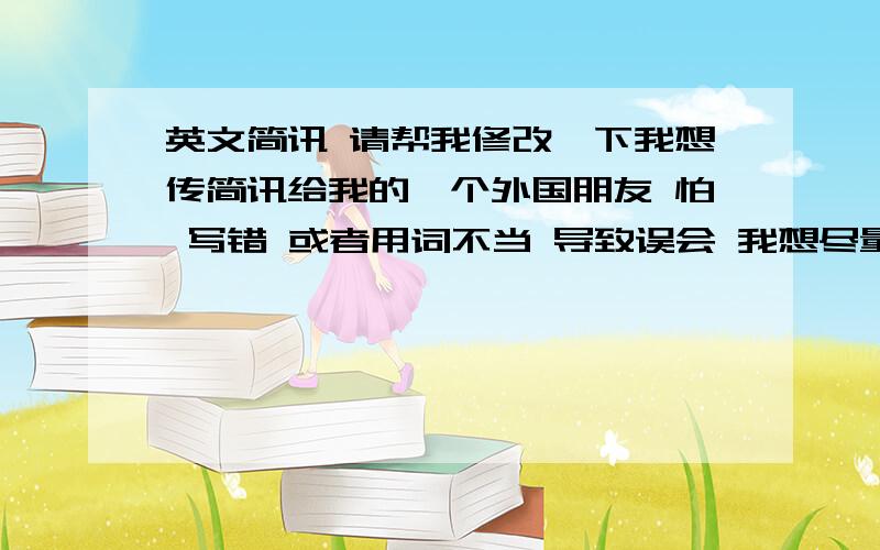 英文简讯 请帮我修改一下我想传简讯给我的一个外国朋友 怕 写错 或者用词不当 导致误会 我想尽量用礼貌点的方式 我是这样写的 hi patrick,i cant go with you this weekend,i apology i hope its not to late