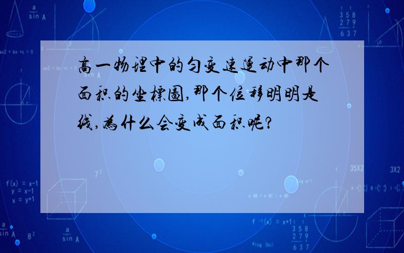 高一物理中的匀变速运动中那个面积的坐标图,那个位移明明是线,为什么会变成面积呢?