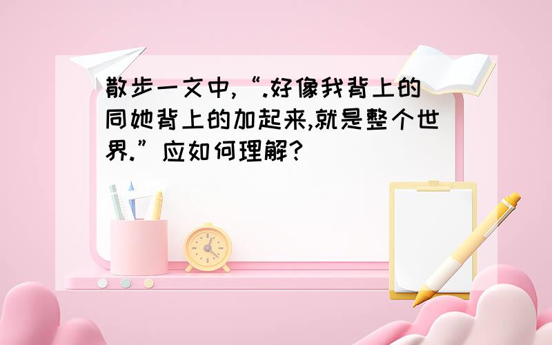 散步一文中,“.好像我背上的同她背上的加起来,就是整个世界.”应如何理解?