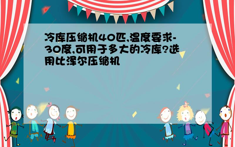 冷库压缩机40匹,温度要求-30度,可用于多大的冷库?选用比泽尔压缩机