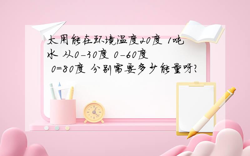 太用能在环境温度20度 1吨水 从0-30度 0-60度 0=80度 分别需要多少能量呀?