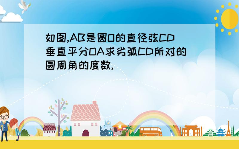 如图,AB是圆O的直径弦CD垂直平分OA求劣弧CD所对的圆周角的度数,