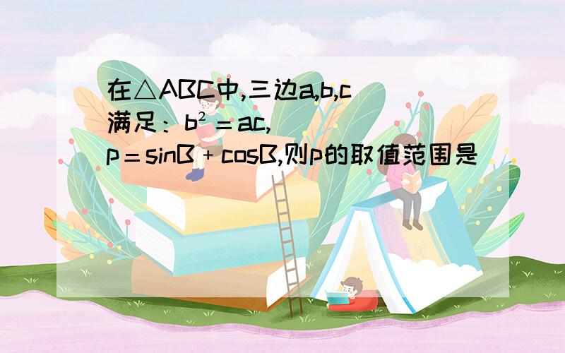 在△ABC中,三边a,b,c满足：b²＝ac,p＝sinB﹢cosB,则p的取值范围是