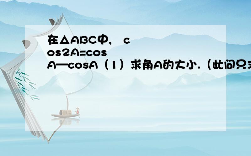 在△ABC中,½cos2A=cos²A—cosA（1）求角A的大小.（此问只求答案）（2）若a=3,sinB=2sinc,求S△ABC.