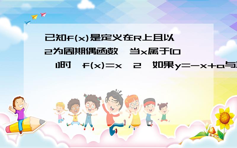 已知f(x)是定义在R上且以2为周期偶函数,当x属于[0,1]时,f(x)=x^2,如果y=-x+a与直线y=f(x)恰有两个不同交已知f(x)是定义在R上且以2为周期的偶函数,当x属于[0,1]时,f(x)=x^2,如果y=-x+a与直线y=f(x)恰有两个