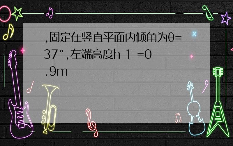 ,固定在竖直平面内倾角为θ=37°,左端高度h 1 =0.9m