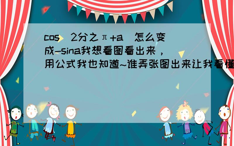 cos(2分之π+a）怎么变成-sina我想看图看出来，用公式我也知道~谁弄张图出来让我看懂难道有2分之π就要变，π就不变？