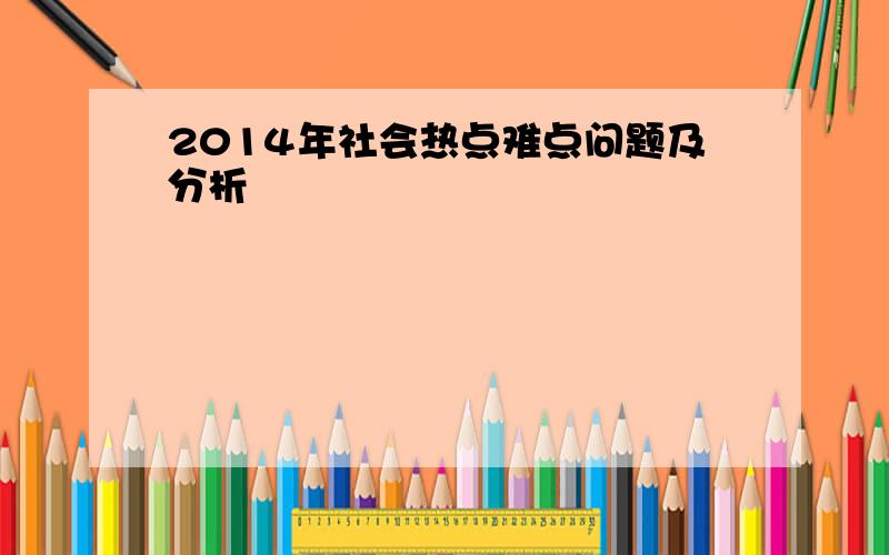 2014年社会热点难点问题及分析